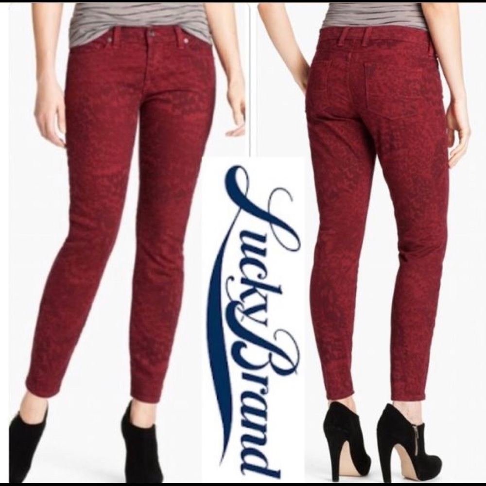 Lucky Brand Legend Sofia Red feather skinny jeans